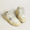 Men’s Forty2 in white leather with laces with Swarovski crystals and gray TPU star