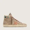 Men’s Francy in beige suede with brown leather star and colored beads