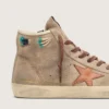 Men’s Francy in beige suede with brown leather star and colored beads