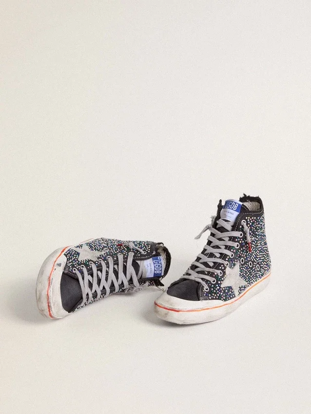 Men’s Francy Penstar LAB in black canvas with multicolor rhinestones