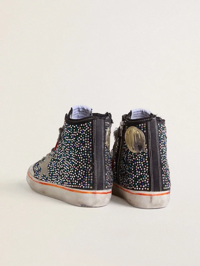 Men’s Francy Penstar LAB in black canvas with multicolor rhinestones