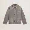 Men's gray denim jacket with studs