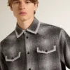 Men's gray shirt with white embroidery