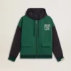 Men's green and blue reversible hooded sweatshirt