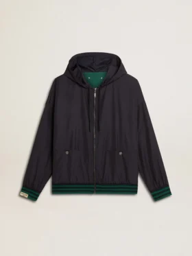 Men’s green and blue reversible hooded sweatshirt