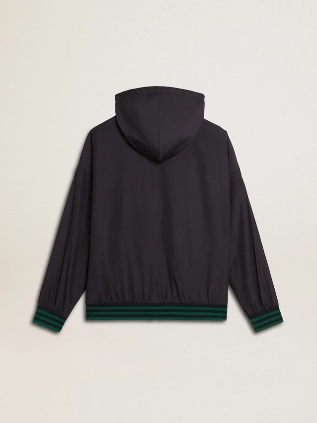 Men's green and blue reversible hooded sweatshirt