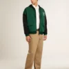 Men's green and blue reversible hooded sweatshirt