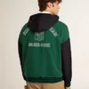 Men's green and blue reversible hooded sweatshirt