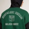 Men's green and blue reversible hooded sweatshirt
