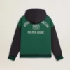 Men's green and blue reversible hooded sweatshirt