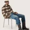 Men's high Biker boots in black leather with strap and silver-colored buckle