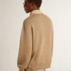 Men's jacket in travertine-colored nubuck leather with wool-blend sleeves and back