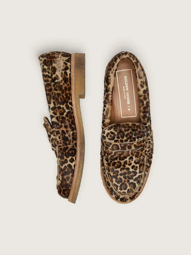 Men's Jerry loafers in leopard-print pony skin
