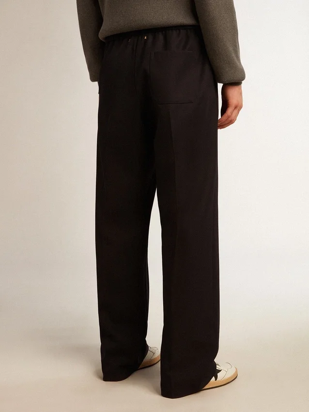 Men’s joggers in dark blue wool