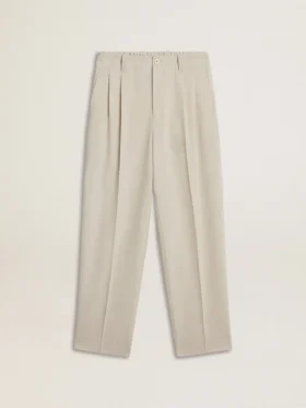 Men's joggers in khaki wool blend