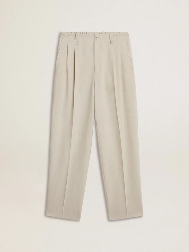Men's joggers in khaki wool blend