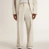 Men's joggers in khaki wool blend
