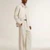 Men's joggers in khaki wool blend