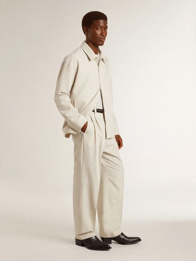 Men's joggers in khaki wool blend