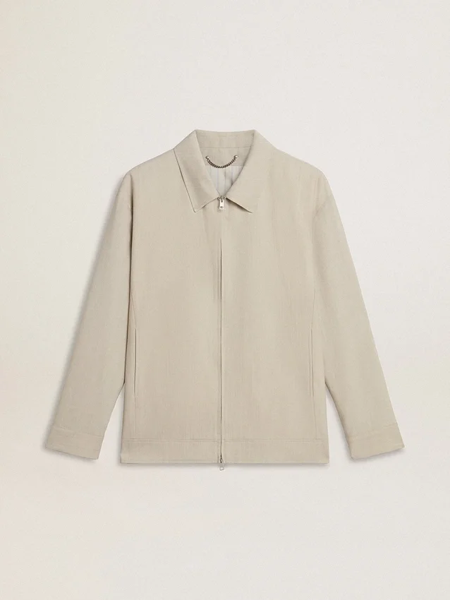 Men's khaki wool blend coach jacket