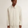 Men's khaki wool blend coach jacket