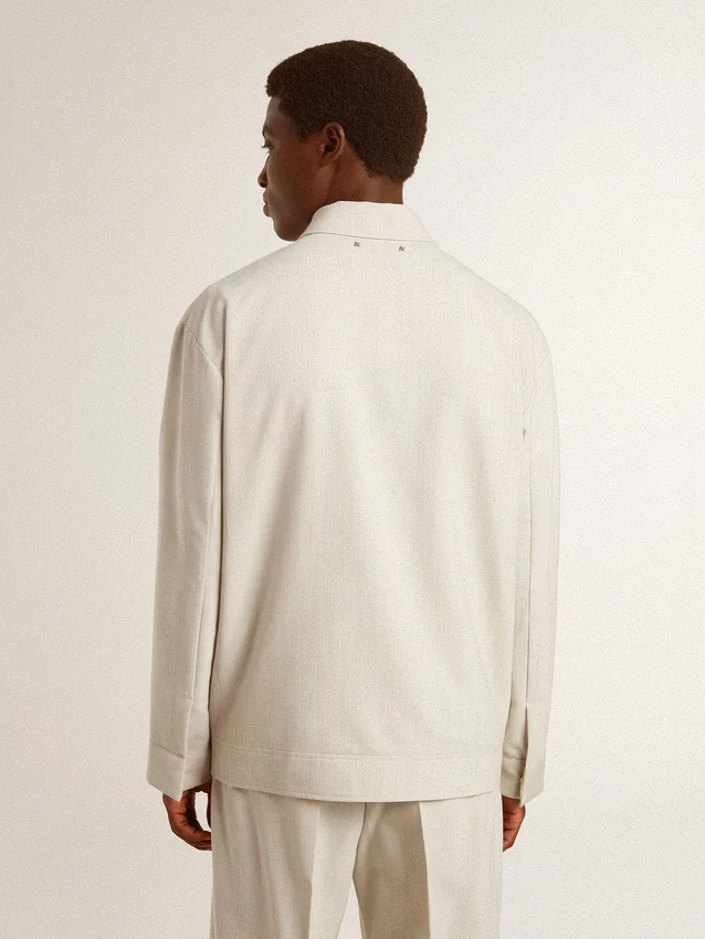 Men's khaki wool blend coach jacket