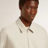 Men's khaki wool blend coach jacket