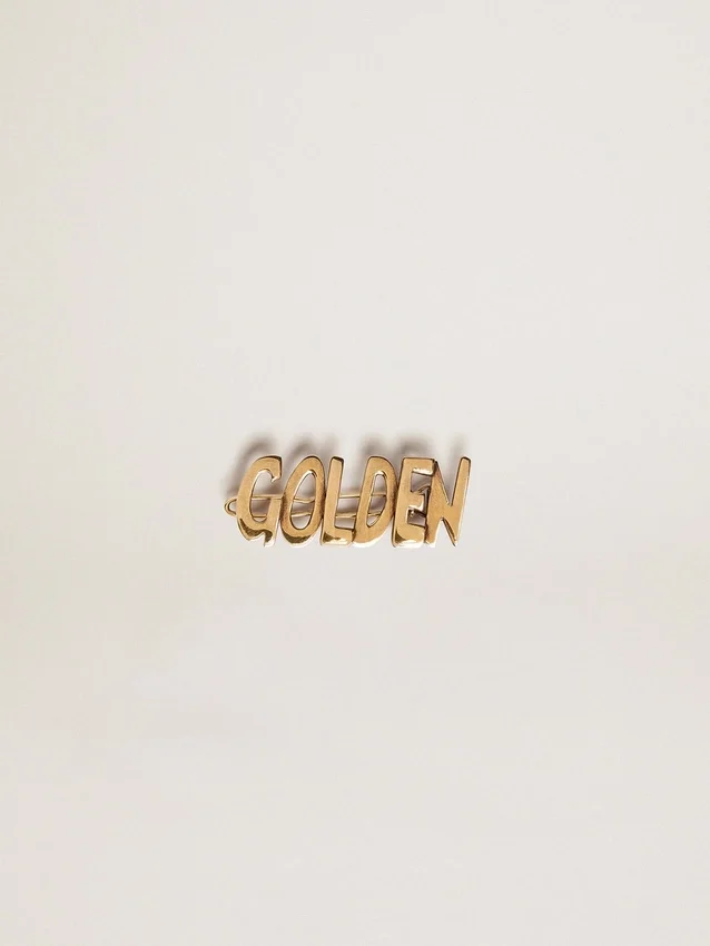 Men's lace lock with clip in old gold color with Golden lettering