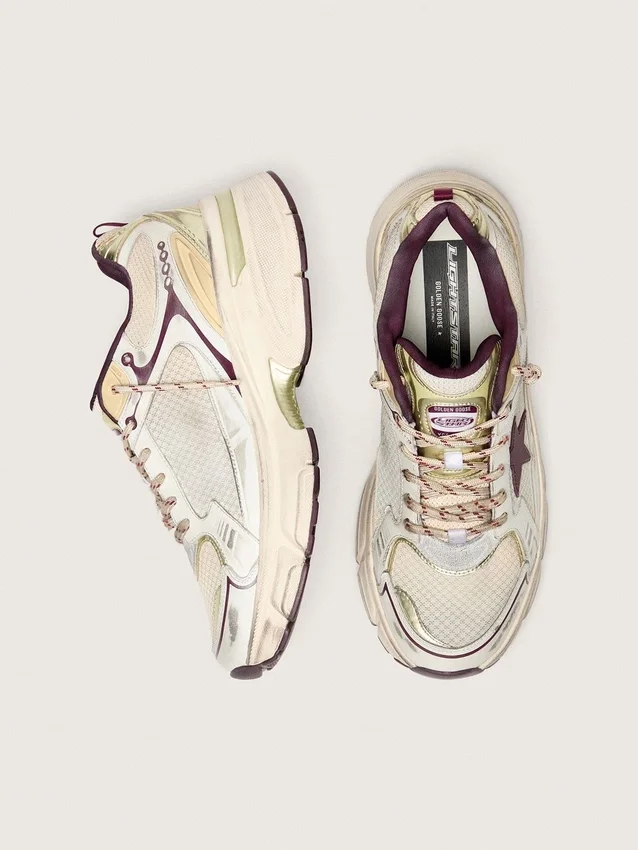 Men's Lightstar CNY in white mesh and leather with wine-red TPU star