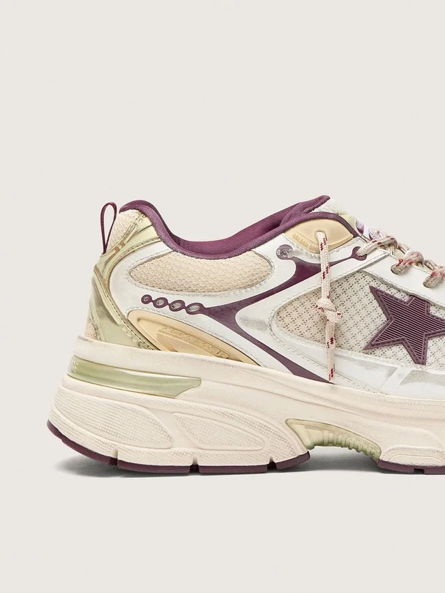Men's Lightstar CNY in white mesh and leather with wine-red TPU star