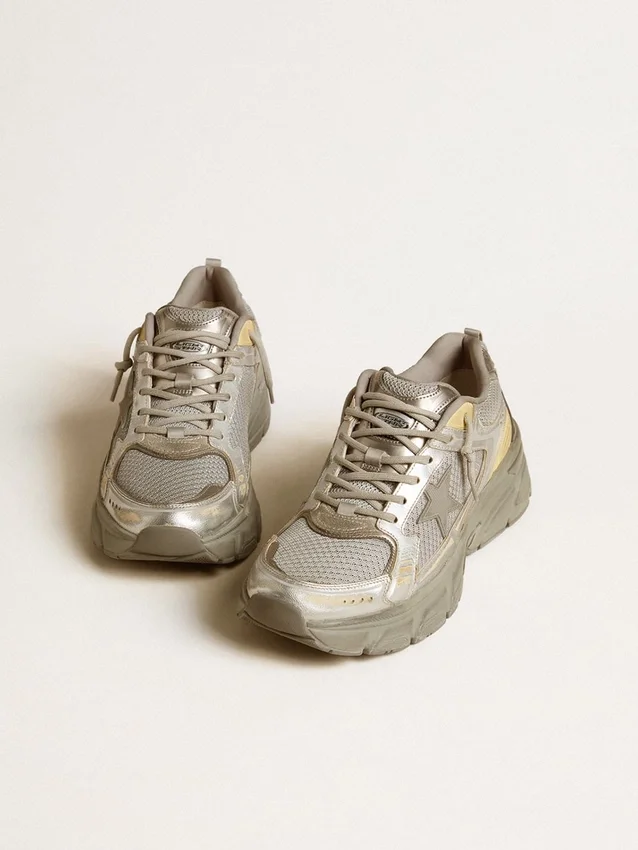 Men’s Lightstar in metallic leather and silver mesh with gray star
