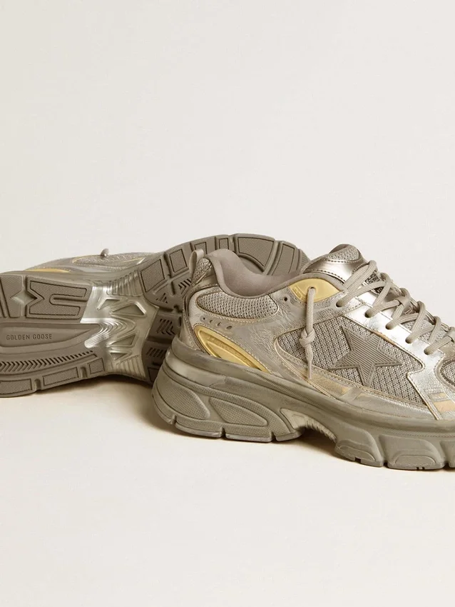 Men’s Lightstar in metallic leather and silver mesh with gray star