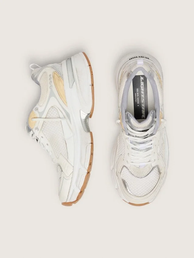 Men’s Lightstar in white leather and mesh with worn-white star