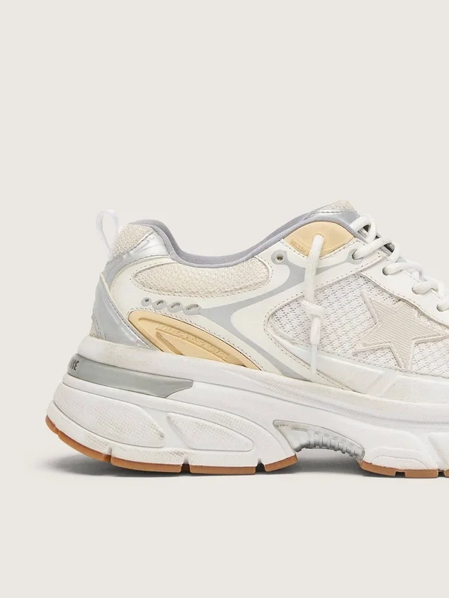 Men’s Lightstar in white leather and mesh with worn-white star