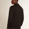 Men’s long-sleeved polo shirt in black merino wool