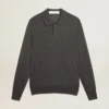 Men’s long-sleeved polo shirt in gray merino wool