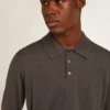 Men’s long-sleeved polo shirt in gray merino wool