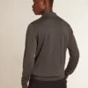 Men’s long-sleeved polo shirt in gray merino wool