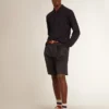 Men’s long-sleeved polo shirt in navy-blue merino wool