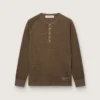Men's long-sleeved sweater in tortoiseshell-brown linen jersey