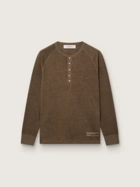 Men's long-sleeved sweater in tortoiseshell-brown linen jersey