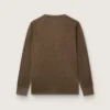 Men's long-sleeved sweater in tortoiseshell-brown linen jersey