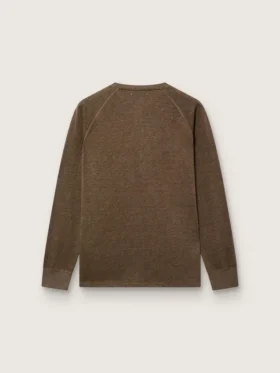 Men’s long-sleeved sweater in tortoiseshell-brown linen jersey