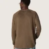 Men's long-sleeved sweater in tortoiseshell-brown linen jersey