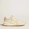 Men's Marathon in beige nylon and gray leather with beige printed star