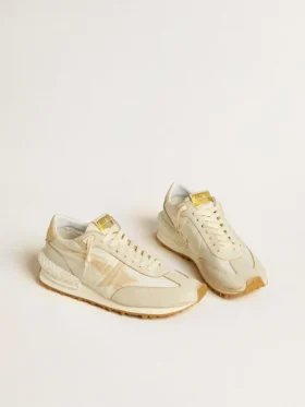 Men’s Marathon in beige nylon and gray leather with beige printed star
