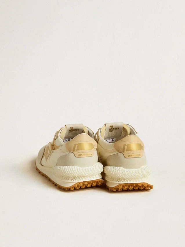 Men's Marathon in beige nylon and gray leather with beige printed star