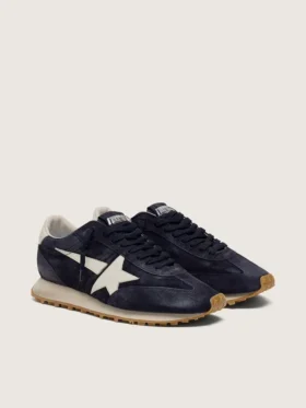 Men’s Marathon in blue navy suede with white leather star and heel tab