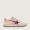 Women's Marathon in pink nylon and beige suede with black printed star