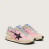 Women's Marathon in pink nylon and beige suede with black printed star